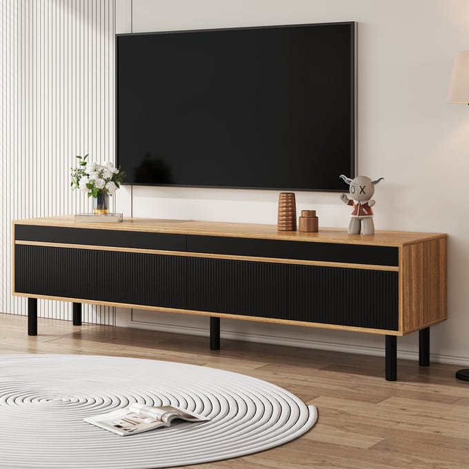 REDOM - TV-meubel - MDF - met deuren - 170 L x 38W x 47 H cm / Black
