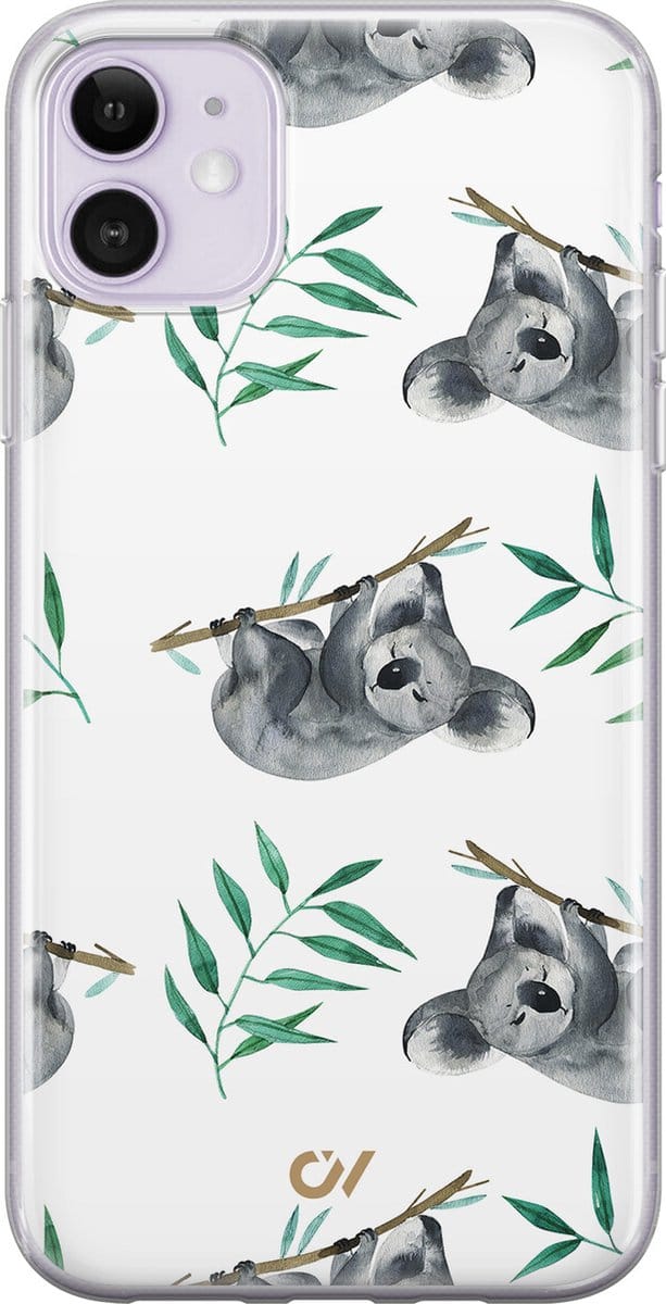 Hoesje geschikt voor Apple iPhone 11 - Koala Print - - Wit - Apple - Casevibes