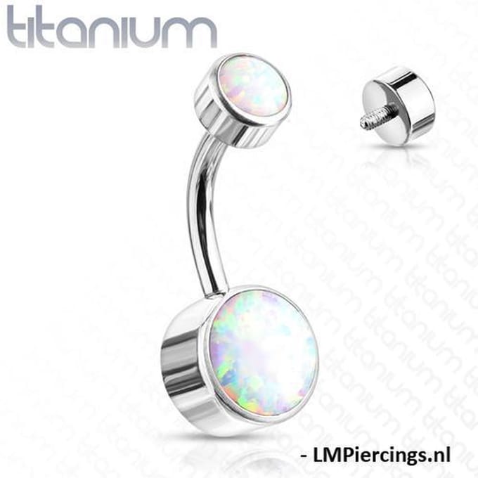 Piercing titanium dubbel opal wit - LMPiercings