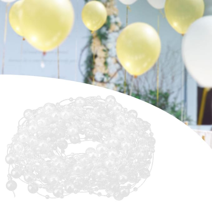 10M Visdraad Kunstparels Kralen Ketting DIY Bruiloftsfeest Decoratie (wit) hemelsblauwe kleur