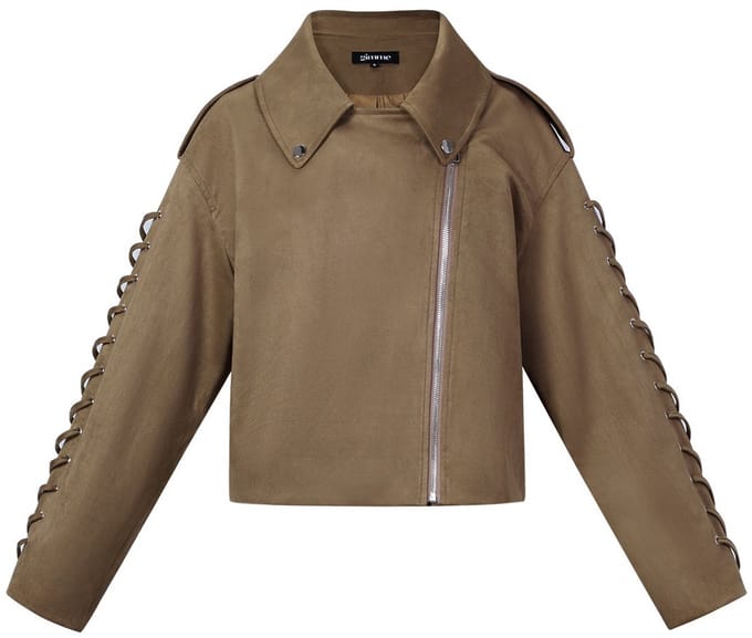 Comfortabele Geweven Polyester Damesjas met Tie-Up Details - Bruin - Maat M