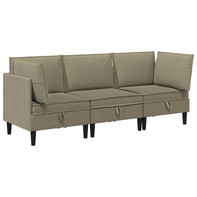vidaXL - Woonkamer - Meubelset - 3 - st - Kaki - Stof