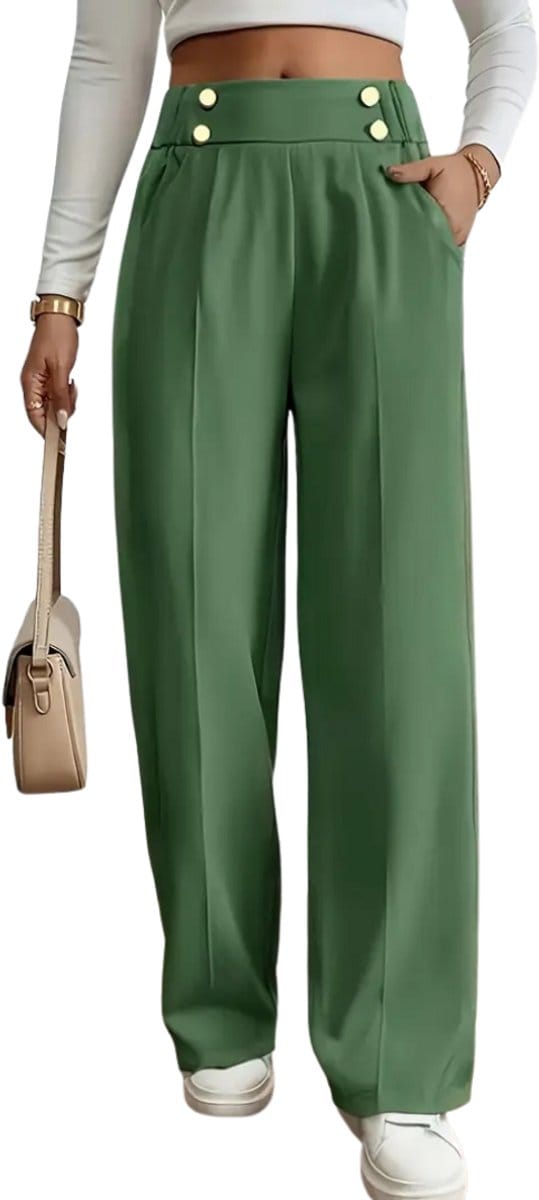 Nivard Pantalon Dames - Chino - Golfbroek - Nette Broek - Met Elastische Tailleband - Volwassenen - Groen - M