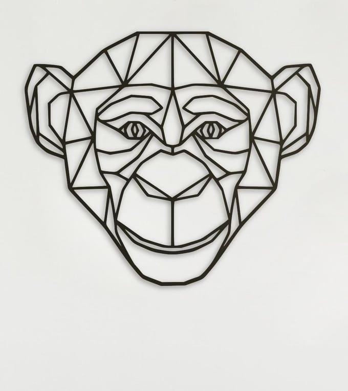 Wanddecoratie Polygon | Aap - M (34x40cm)