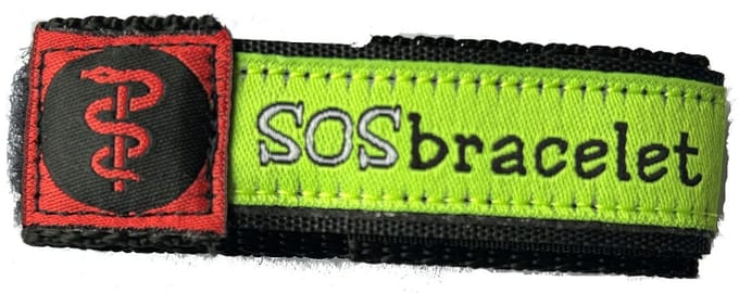 SOSbracelet medisch geel (small) SOS armband ( 2 tot 9 jaar)