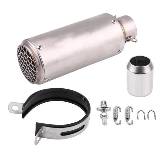 Metalen universele motorfietsuitlaatdemper, eindstuk, zilverkleurig gray