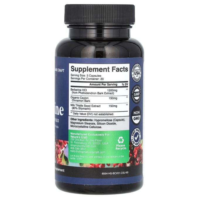 Nature's Craft, Berberine, Geavanceerd Complex, 60 Capsules
