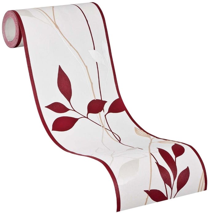 MODERNE BLADEREN BEHANGRAND | creme rood beige metallic - A.S. Création Only Borders 11