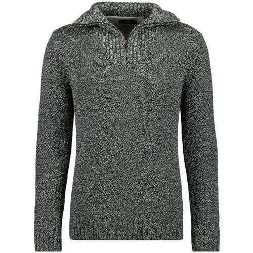 Ragman Trui Troyer Zip Cotton Knit Pullover Elbow Patches Grijs / male