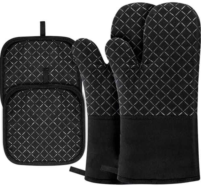 Hittebestendige handschoenen set van 4, antislip, ideaal voor koken en bakken