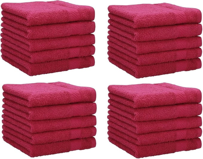 20 Zeepvliesdoeken 100% Katoen 30x30 cm - Cranberry