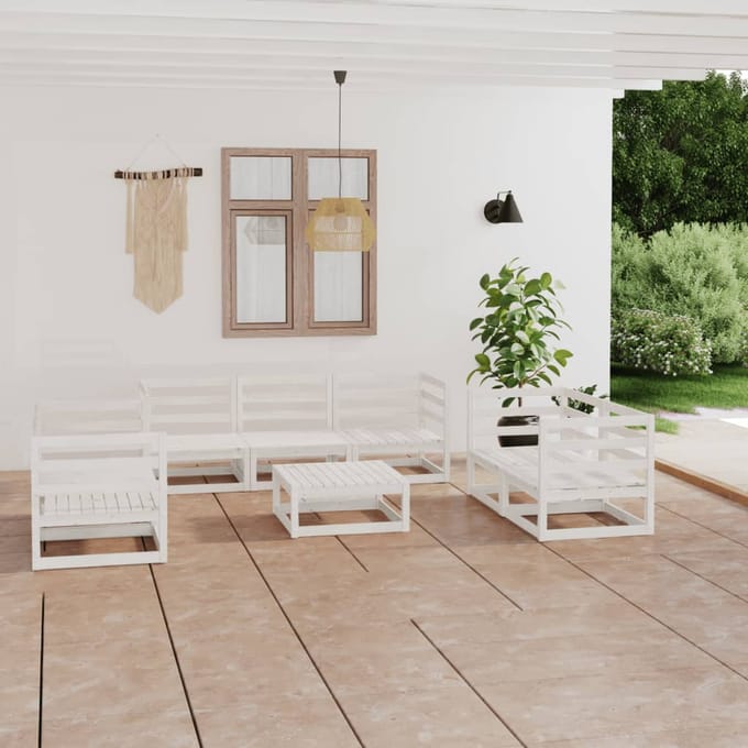 vidaXL - 8-delige - Loungeset - massief - grenenhout - wit