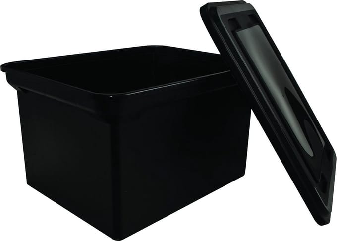 File Tote met Deksel 18 x 1.75 x 14 Inch Zwart