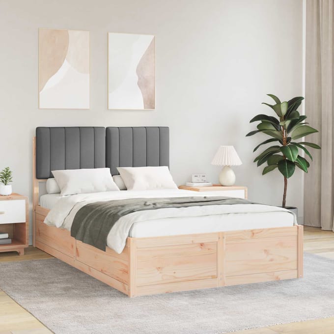 vidaXL - Bedframe - met - Gevoerde - Hoofdbord - Donkergrijs - 120 - x - 190 - cm