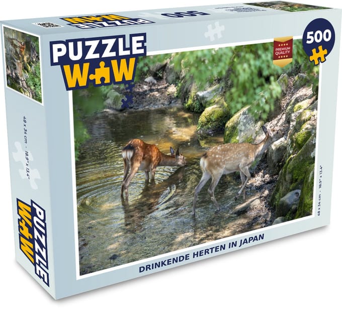 Puzzel Herten - Stenen - Mos - Water - Legpuzzel - Puzzel 500 stukjes