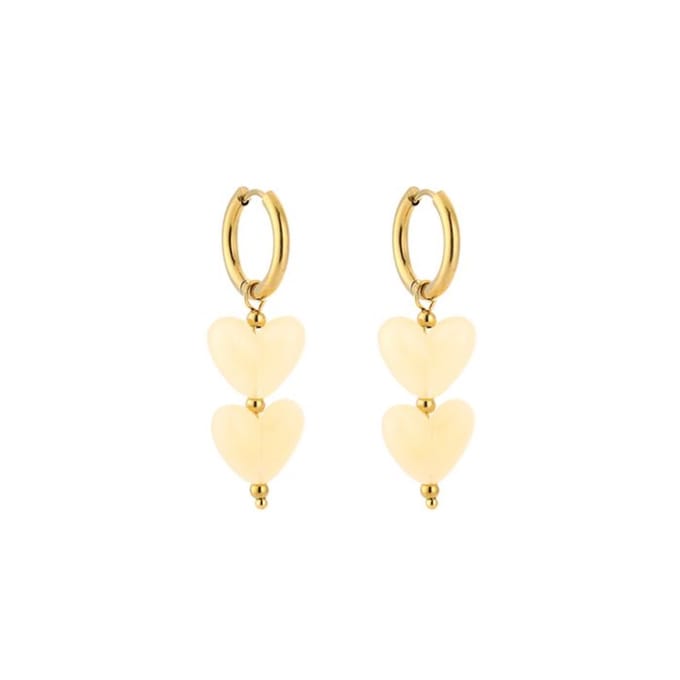 Hartjes oorbellen Beige