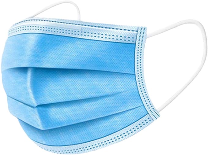 3- Laags mondmasker 50 stuks - blauw - met elastiek - wegwerp - CE gecertificeerd