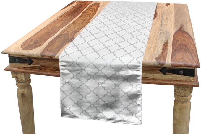 ABAKUHAUS Tafelloper 40×225 cm – Damast, Wit/Groen, Wasbaar