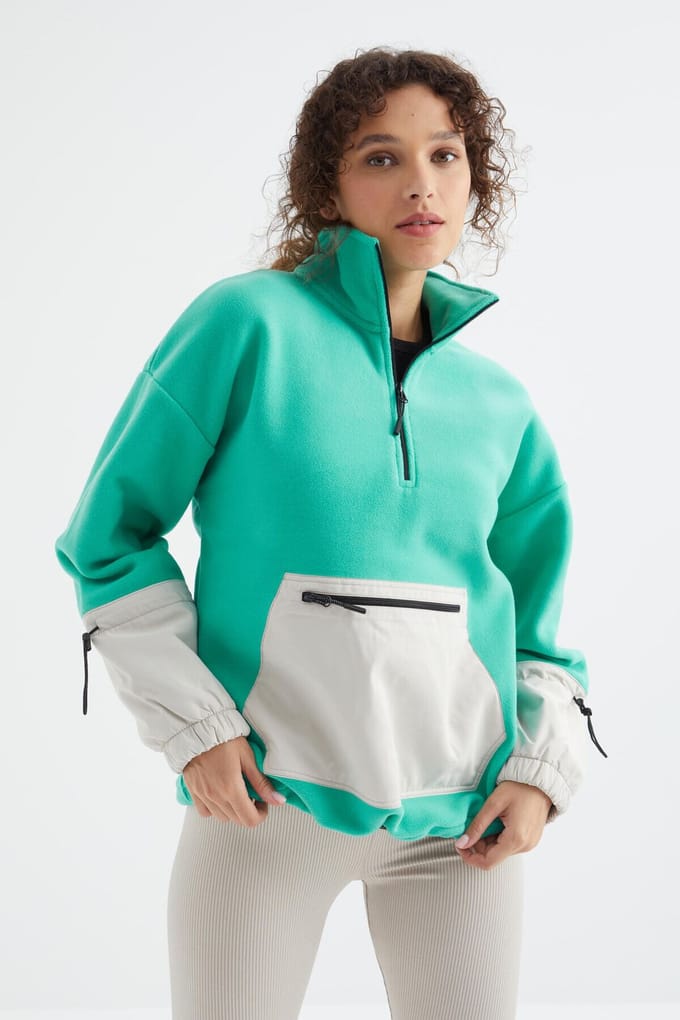 Oversized Pluche Half-Zip Sweatshirt