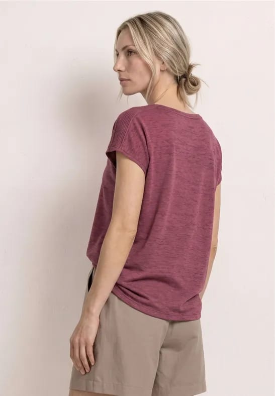 Shirt met boothals en smokdetail