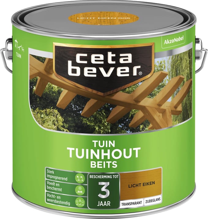 Cetabever - Tuinbeits Tuinhout Transparant - Licht Eiken - 2,5 L