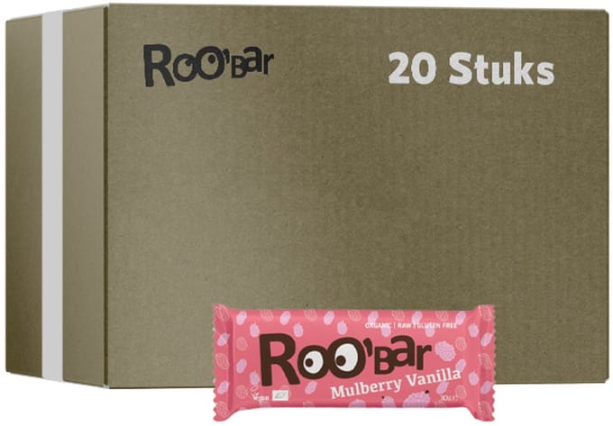 Roo'Bar | Mulberry & Vanilla Bar | 20 stuks | 20 x 30 gram
