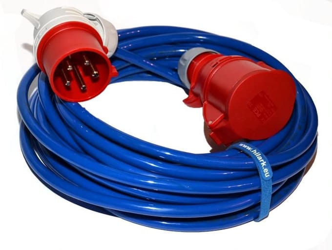 Verlengkabel met hoekstekker 5x2,5 mm² 400V 16A IP44 - Polyurethaan