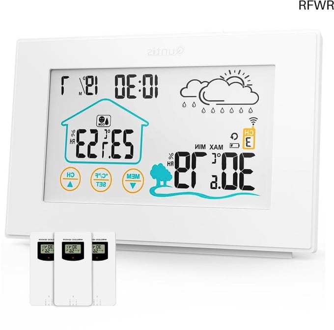 RFWR® Draadloos Weerstation met 3 Buitensensoren en Touchscreen