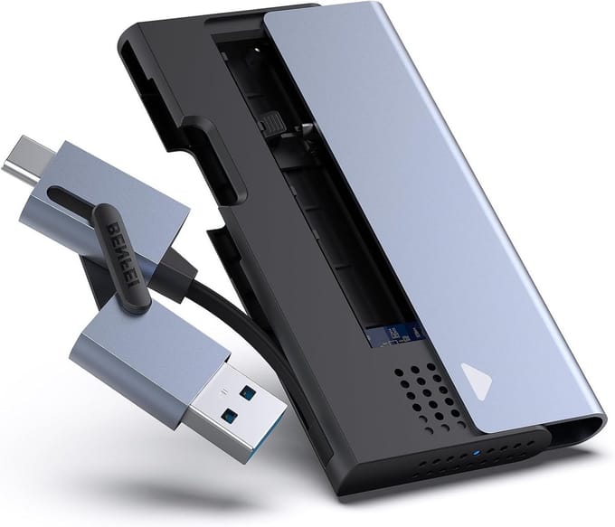 M.2 NVME SSD Behuizing met 10Gbps USB Type-C/Type-A, Ondersteunt UASP en Trim voor SSD's 2230/2242/2260/2280