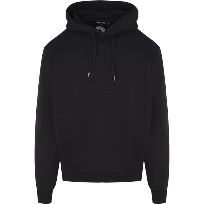 Dsquared2 Cool Fit zwarte hoodie met esdoornbladlogo en reliëf