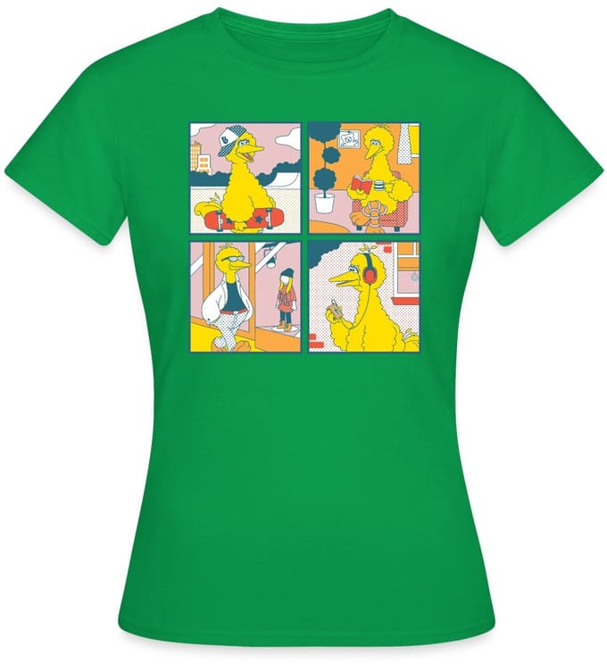 Sesamstraat Bibo Striptegels T-Shirt Dames