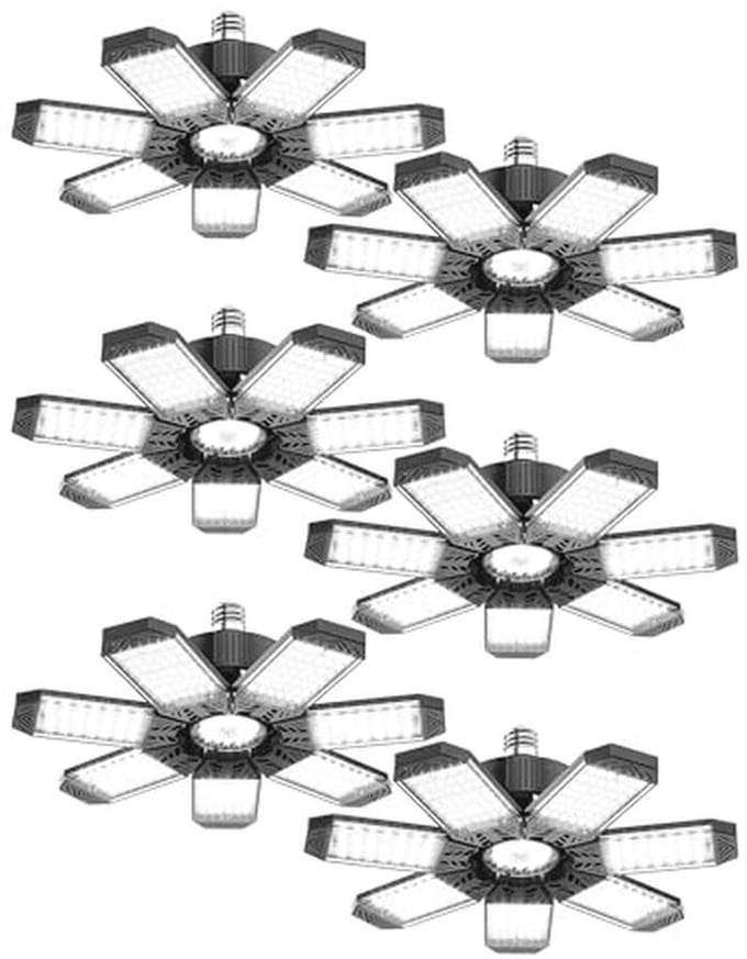 Krachtige LED Garageverlichting met 7 Verstelbare Panelen – 200 W, 20.000 Lumen, 6500K