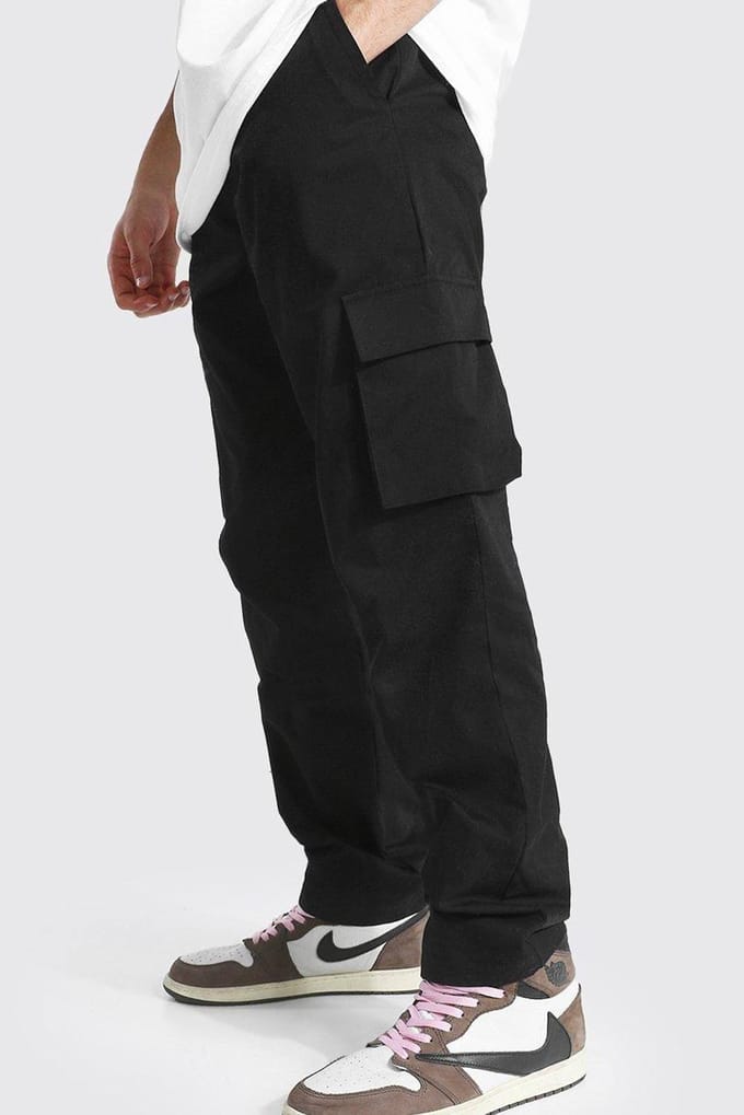 Broek met vaste taille en relaxed fit cargo | Black | Size 32
