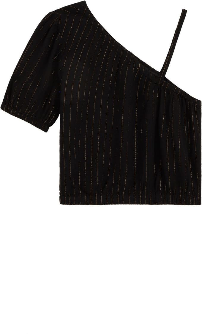 WE Fashion Meisjes one-shoulder top met glittergaren