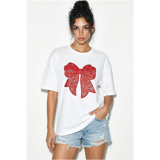 Overmaat Geprinte Katoenen T-Shirt