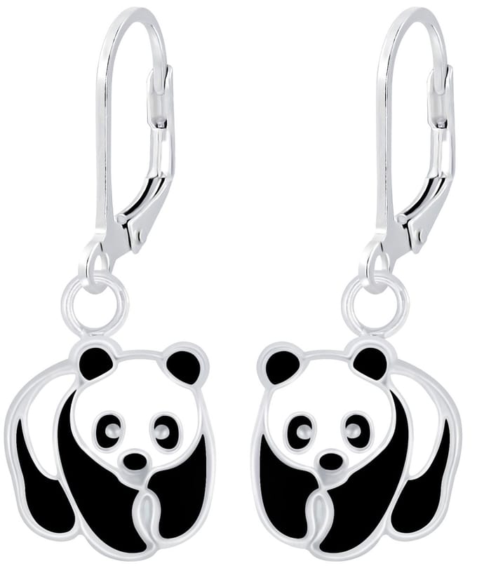Joy|S - Zilveren Panda oorbellen - leverback sluiting