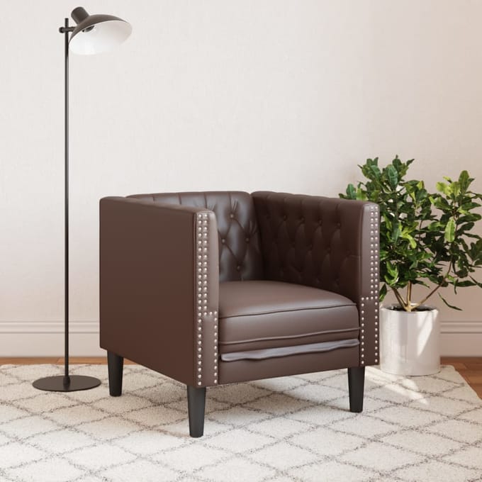 vidaXL - Fauteuil - Chesterfield-stijl - kunstleer - bruin