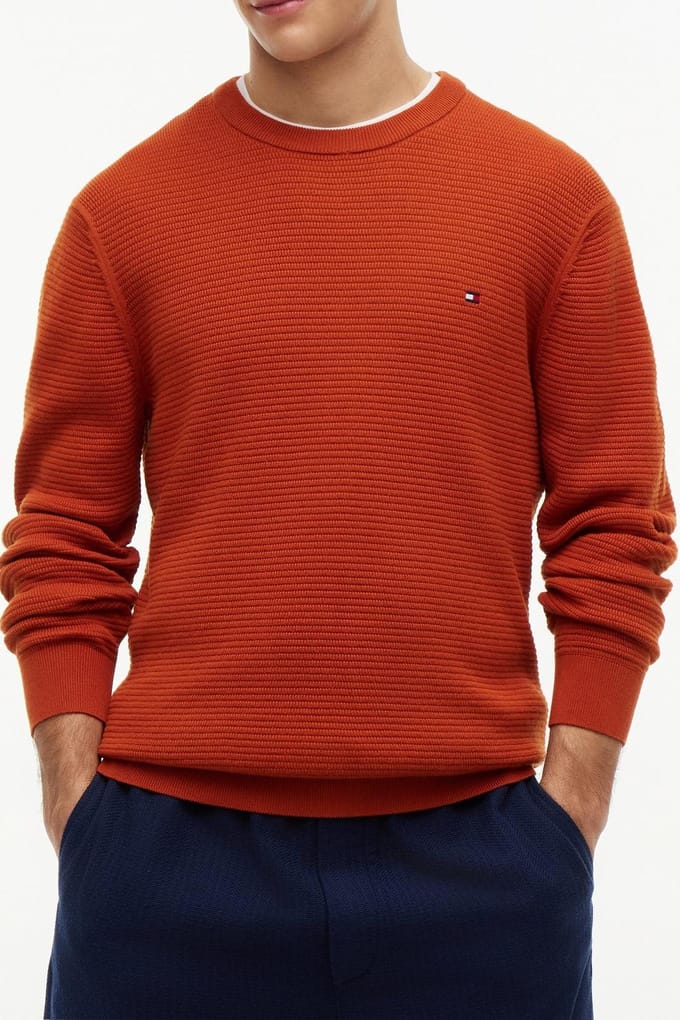 Tommy Hilfiger Seasonal Structure Rusty Ochre Größe: M | Pullover Outlet | Herren | Braun