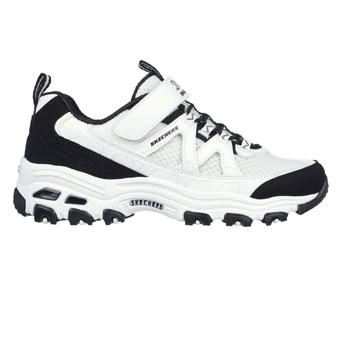 Skechers DLites Chunky platte sneakers voor kinderen (Wit, Zwart)