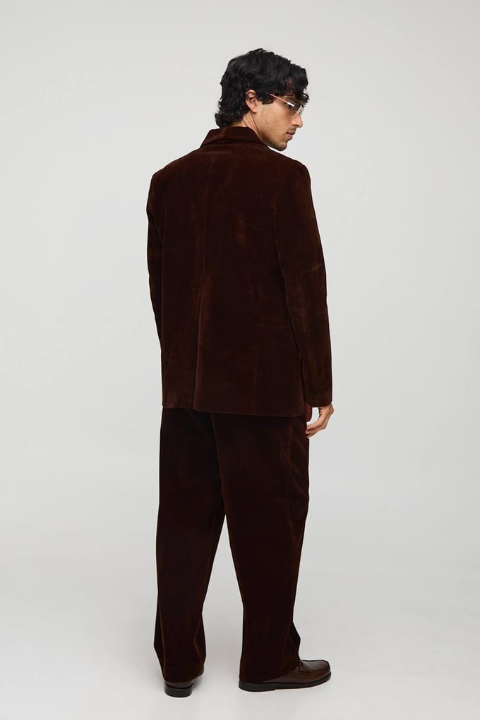 Relaxed Velour Trouser | Chocolate | Size 40
