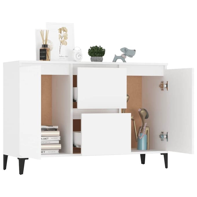 vidaXL - Dressoir - 102x35x70 - cm - bewerkt - hout - wit