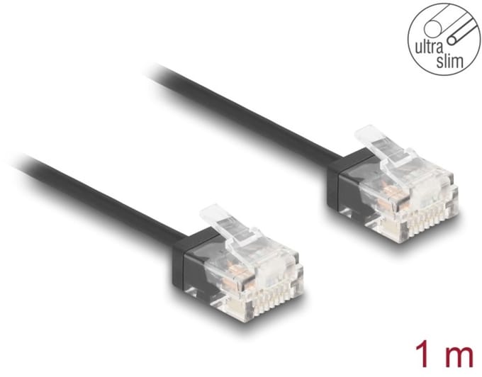 Delock RJ45 Network Cable Cat.6 UTP Ultra Slim 1 m black with short plugs