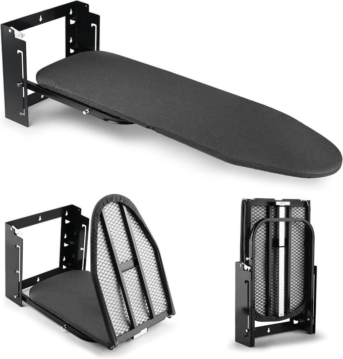Strijkplank Wandmontage - Inklapbaar Planche - Ruimte Besparen - In Hoogte Verstelbaar - 91 x 31 cm - Wit