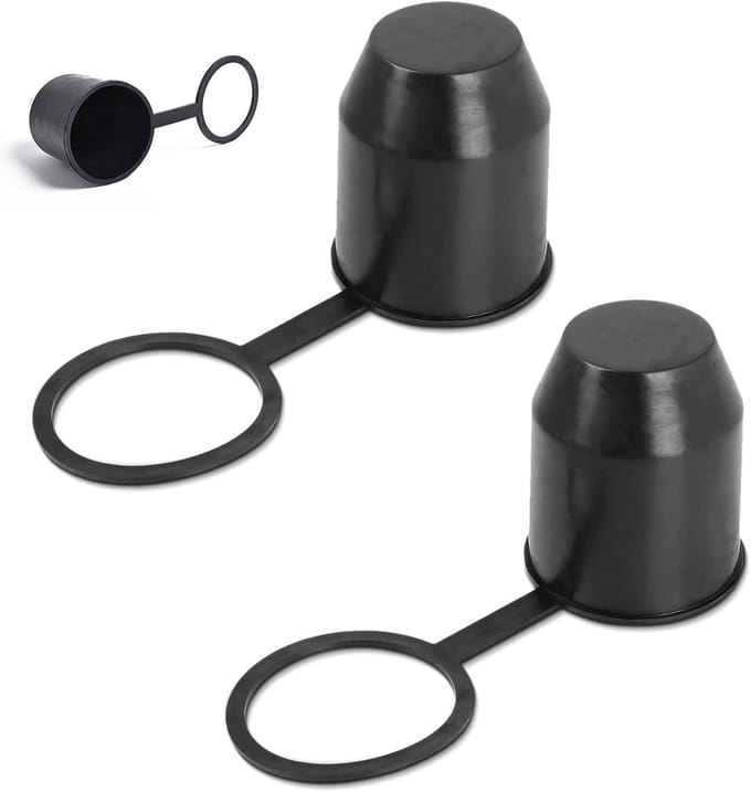 Famanu - Set van 2 trekhaakbeschermdoppen, zwart kunststof, universeel formaat