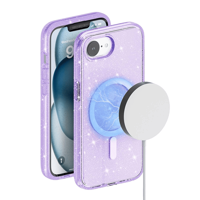 Mocaa Apple iPhone 16e/17e Glitz Magsafe Beschermhoesje Paars
