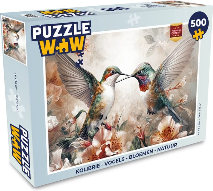 Puzzel Kolibrie - Vogels - Bloemen - Natuur - Legpuzzel - Puzzel 500 stukjes