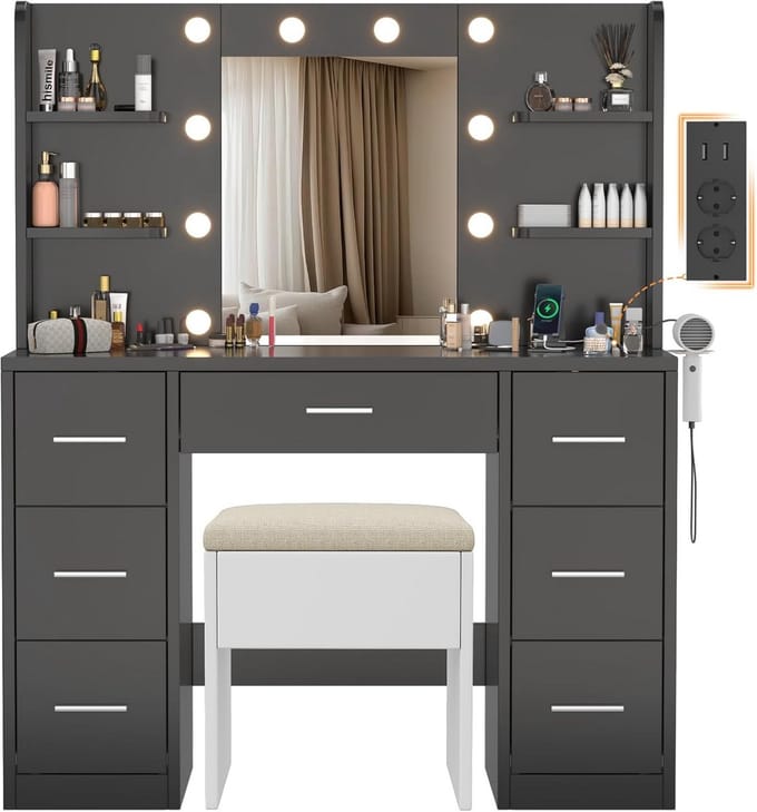 Kaptafel Zwart - Make up Tafel - Toilettafel - Make up Bureau