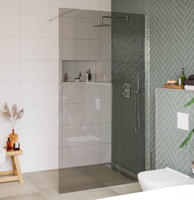 Saqu Modulo Inloopdouche - 120x210 cm - Grijs Veiligheidsglas - Anti-kalk - Aluminium - Douchewand