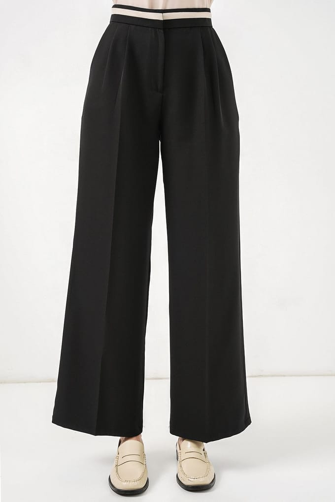 Hoge taille wijde broek met zakken