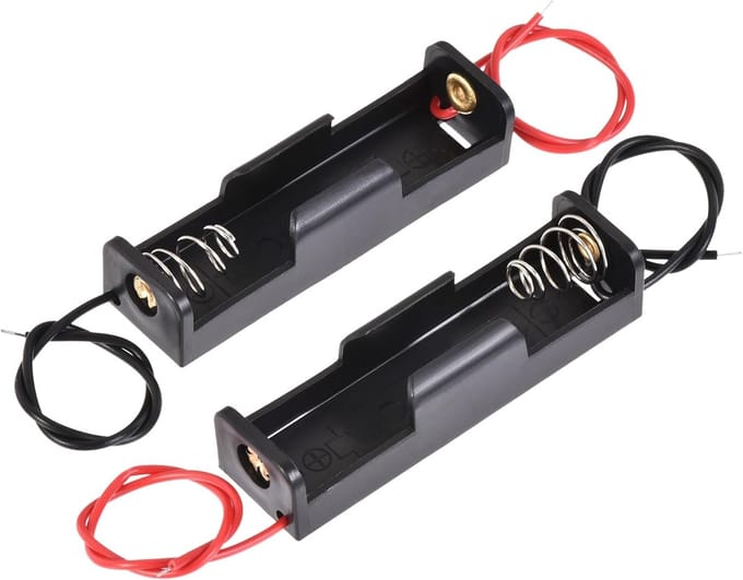 Batterijhouder - Enkele Batterij - Energie Opslag - Met Kabels - 6 Stuks - Transparant